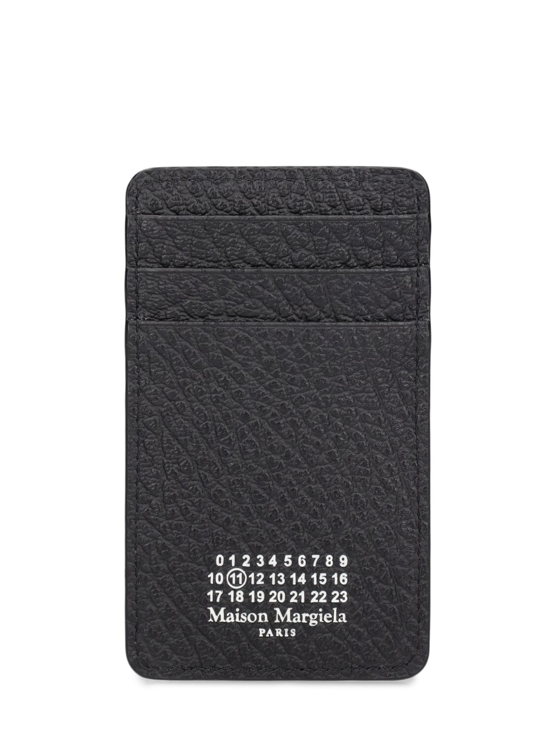 Maison Margiela Grainy Leather Vertical Card Holder In Black