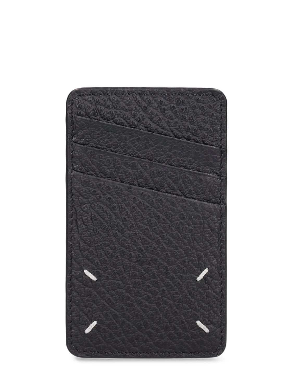 Shop Maison Margiela Grainy Leather Vertical Card Holder In Black