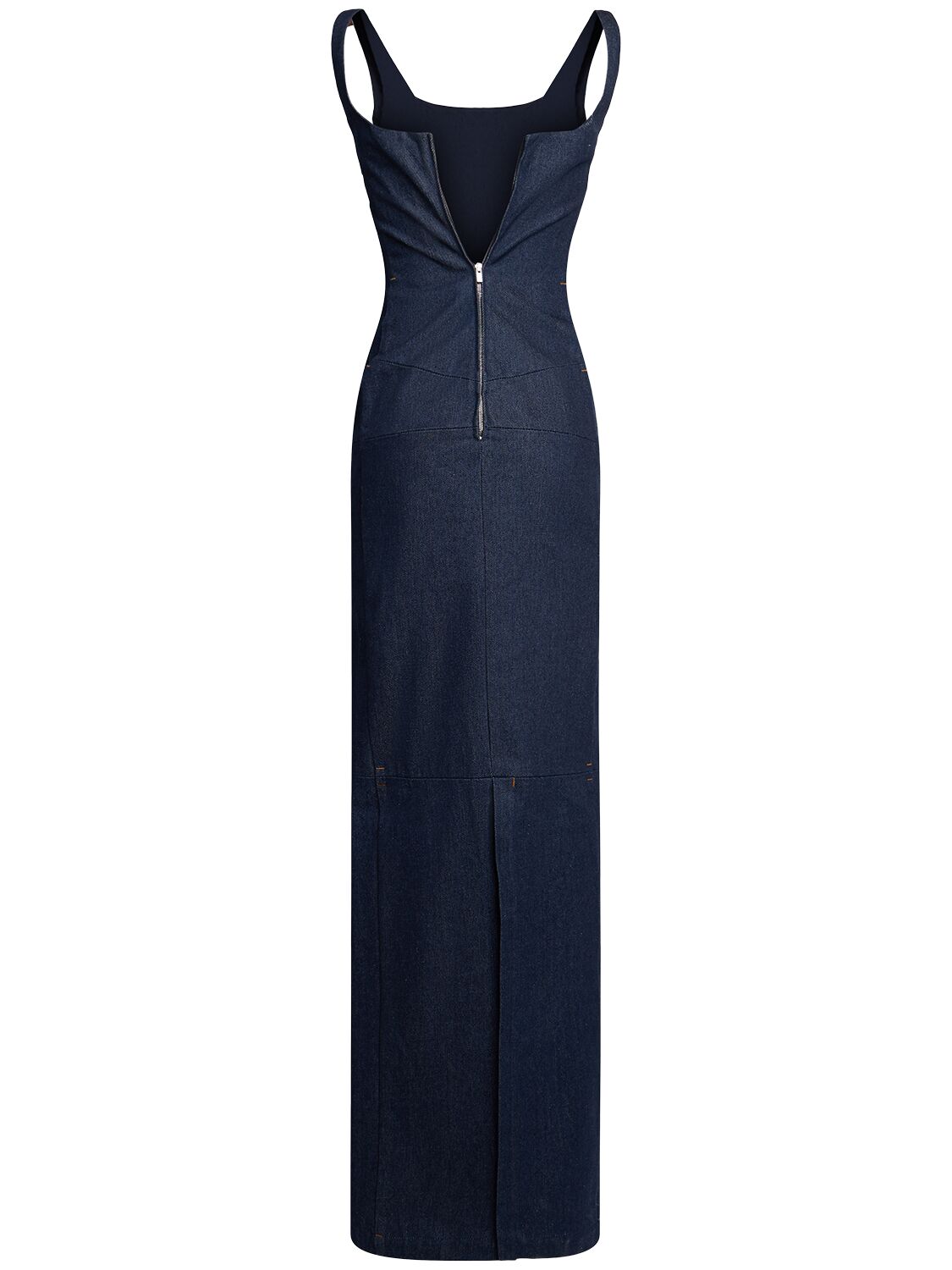 Shop Jacquemus La Robe De-nîmes Spoglio Denim Dress In Navy