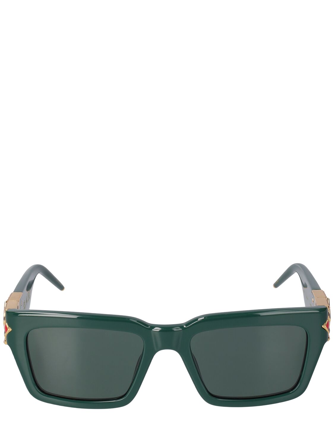 Casablanca Monogram Plaque Squared Sunglasses In Green,grey