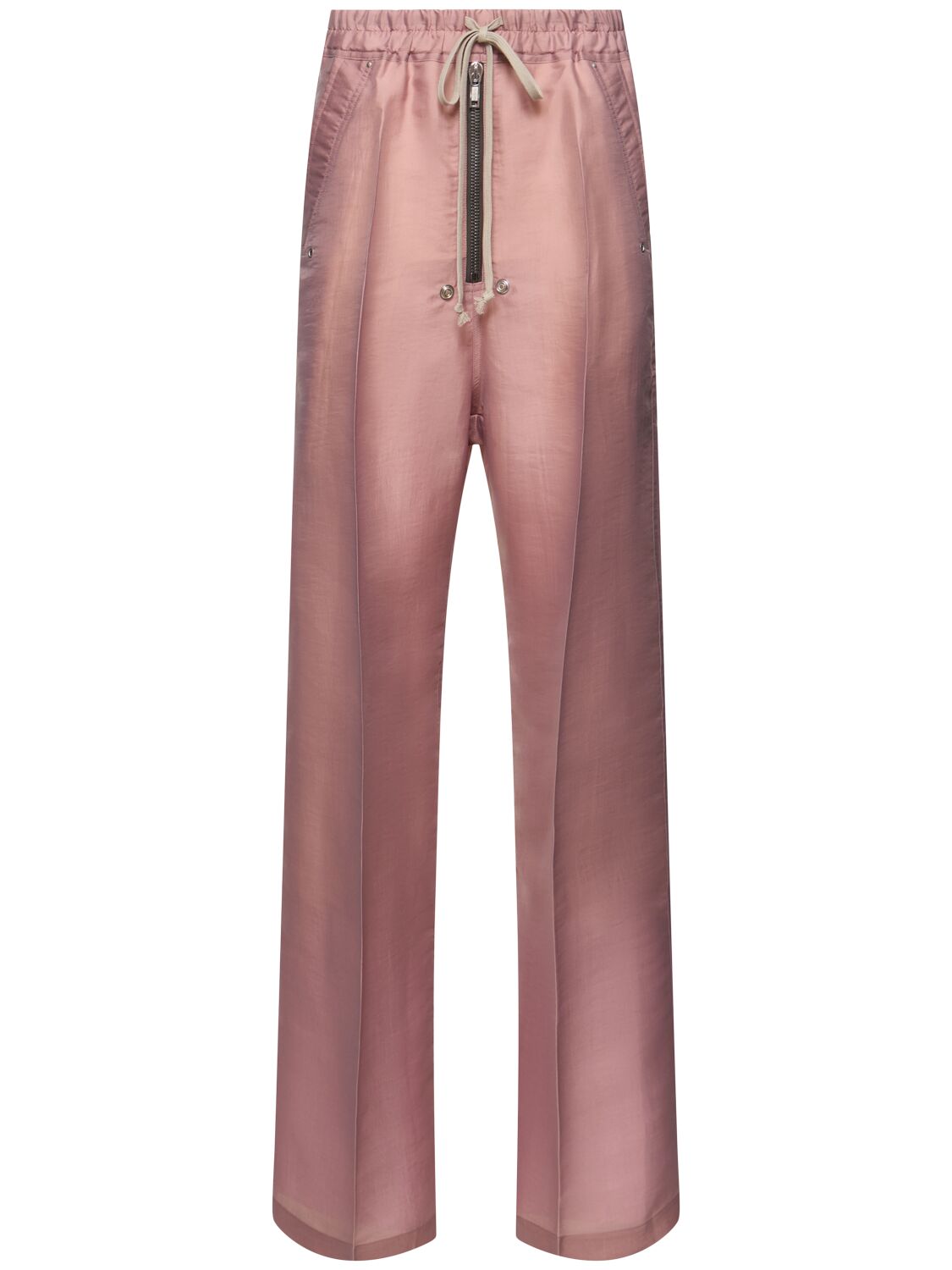 Rick Owens Geth Belas Silk Straight Pants In Dusty Pink