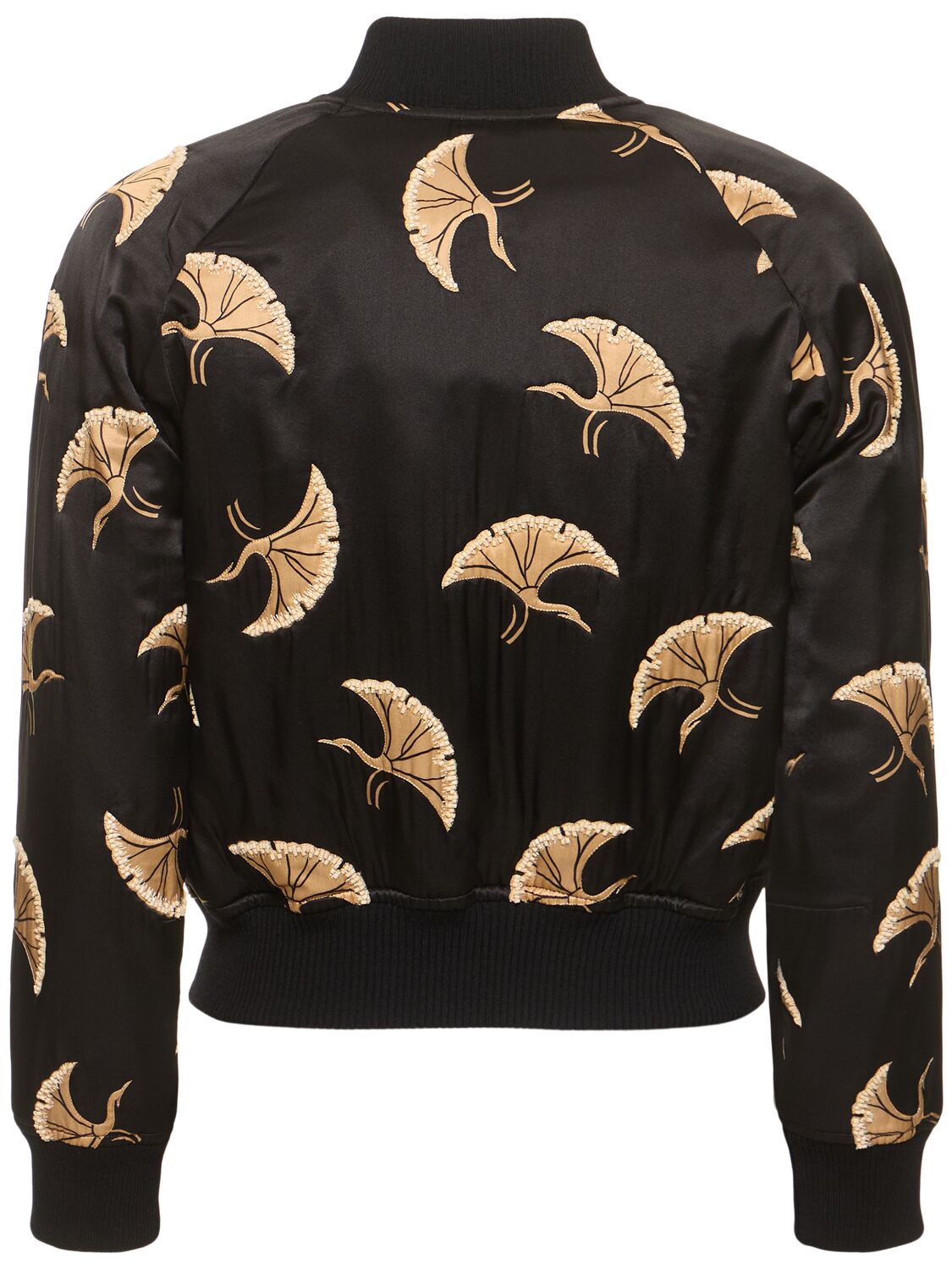 Dries Van Noten Fluid Silk Blend Satin Printed Jacket In 多色/黑色