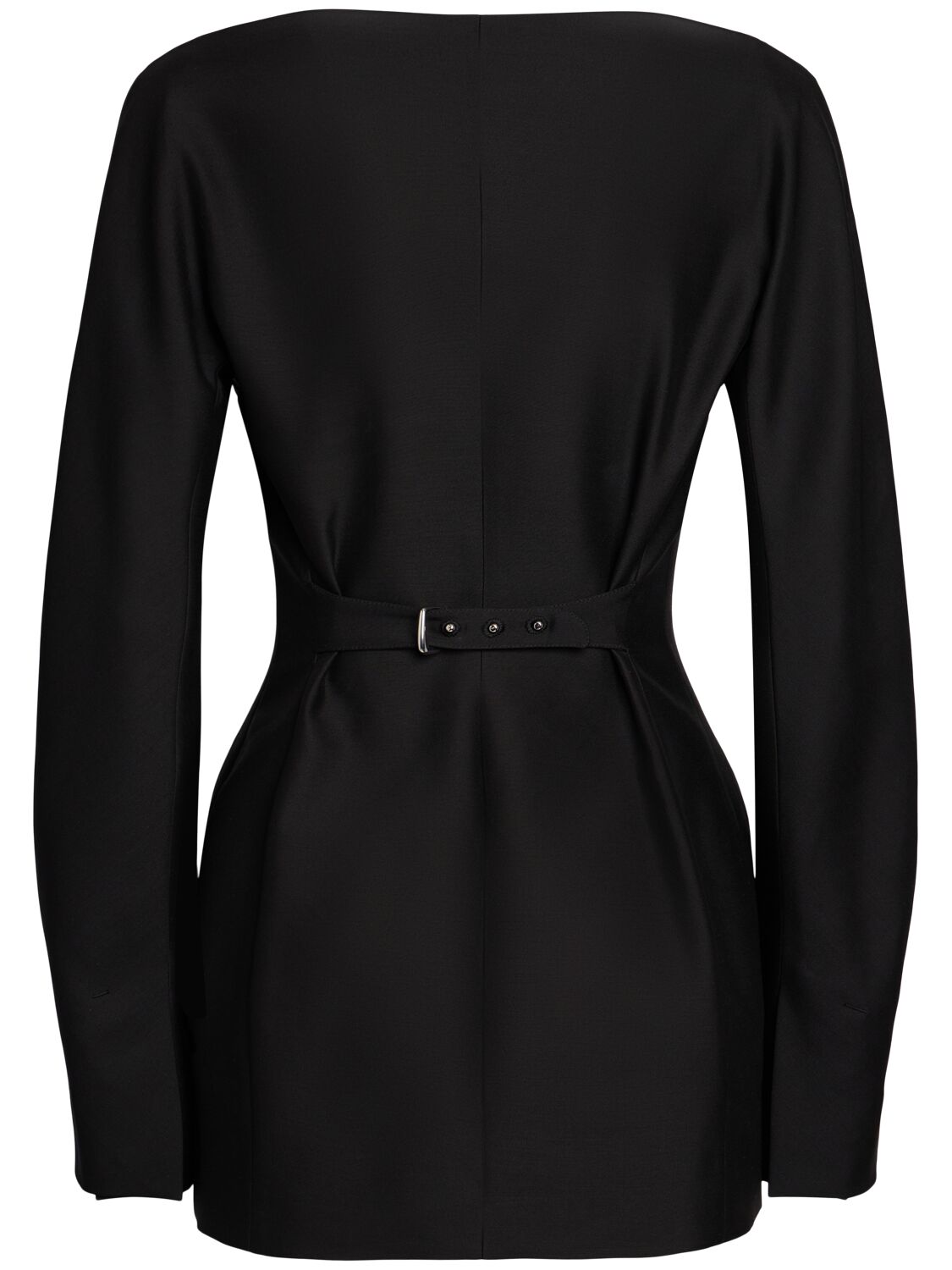 Shop Jacquemus La Robe Spalla Wool & Silk Mini Dress In Black