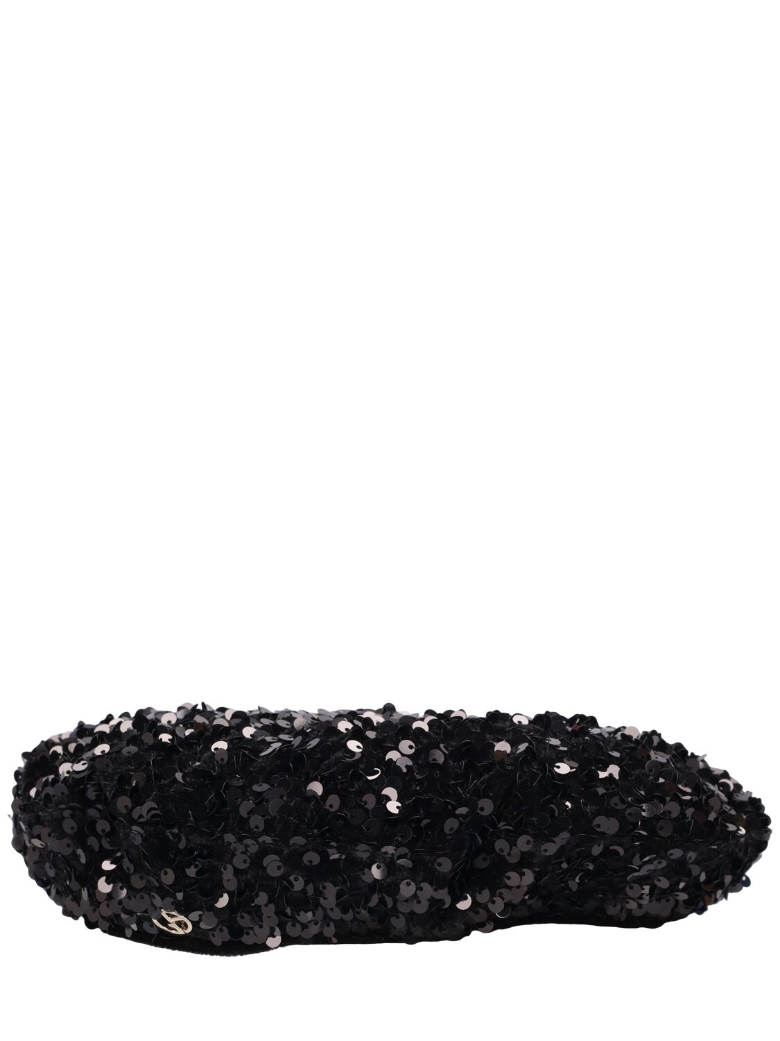 Shop Giorgio Armani Lady Velvet Hat W/ Sequins In Black