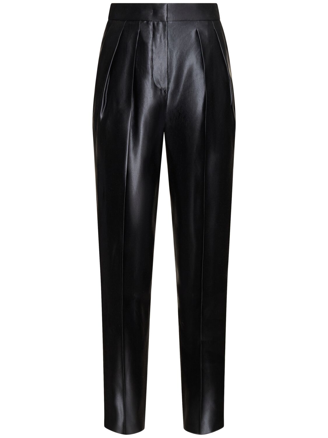 Shop Giorgio Armani Silk & Linen High Waist Straight Pants In Black
