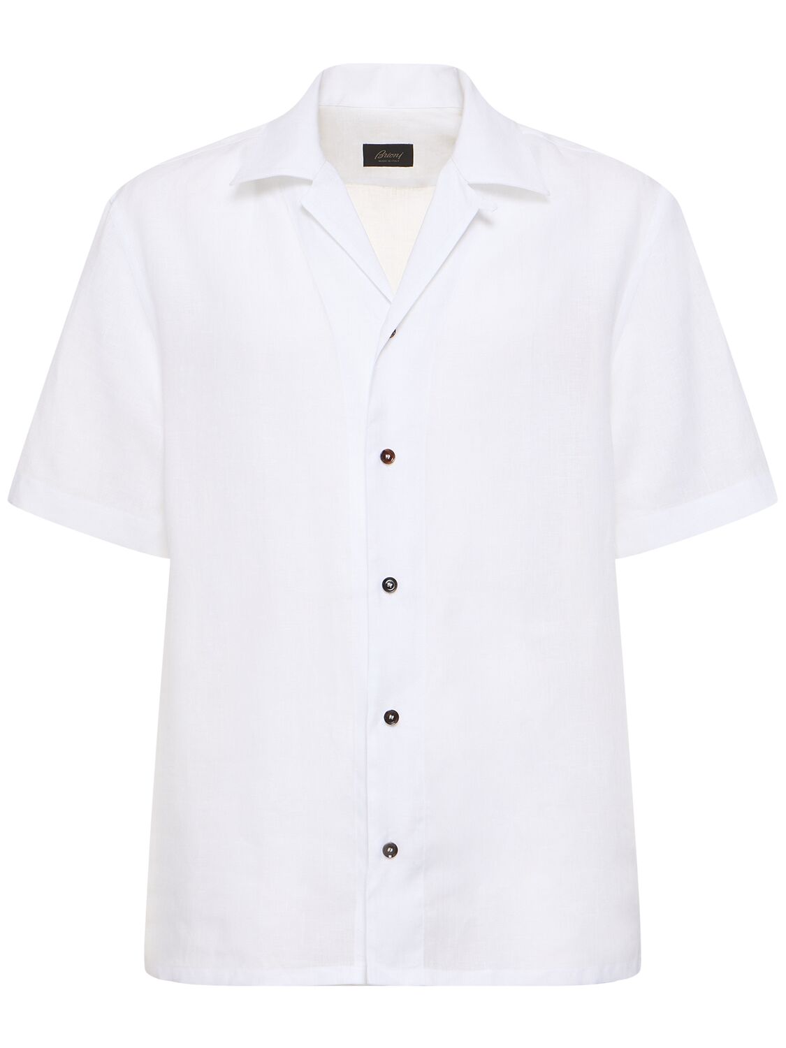 Brioni Short Sleeve Linen Shirt In White
