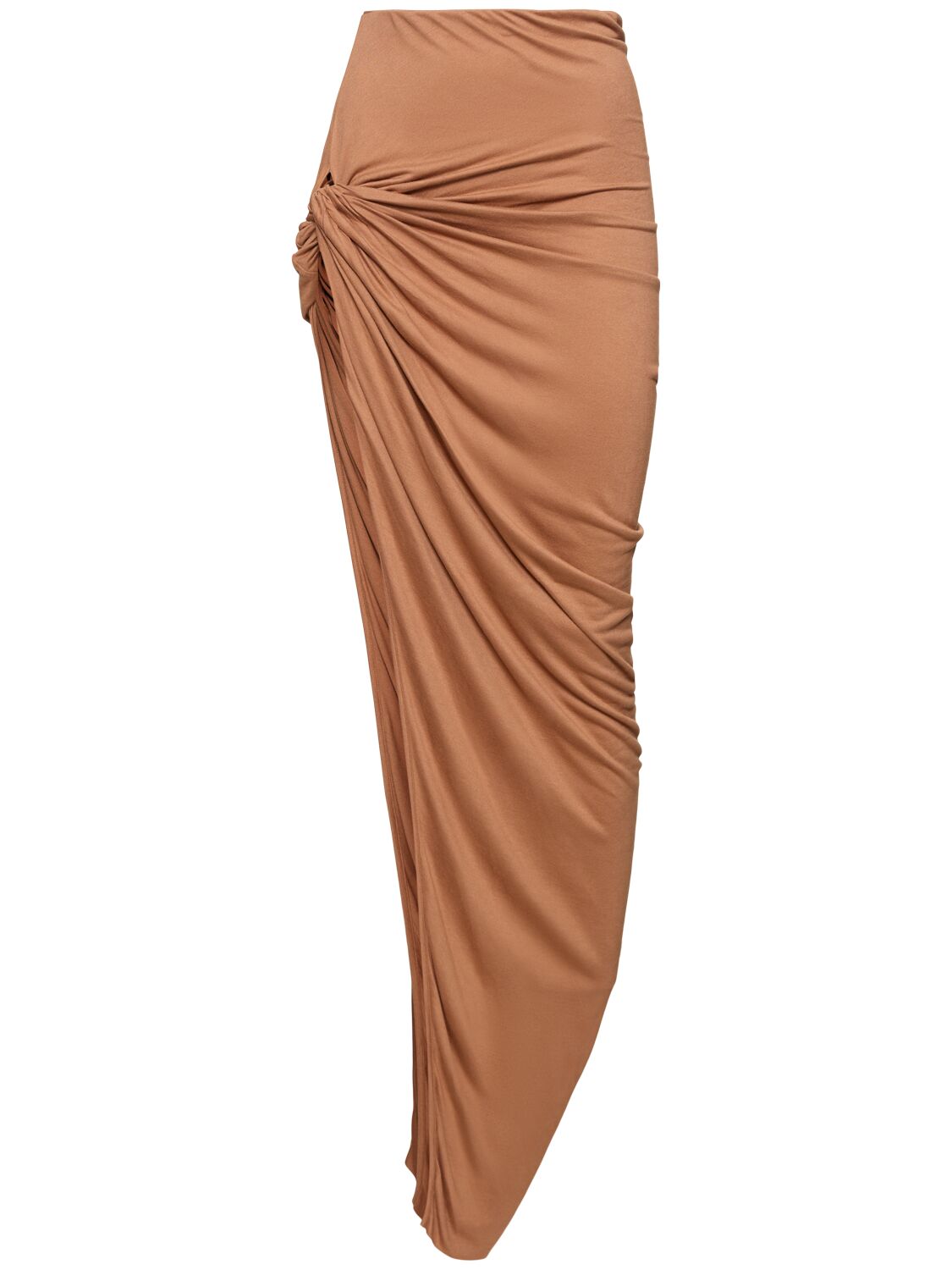 Rick Owens Edfu Twist-side Split Asymmetric Skirt In Nude