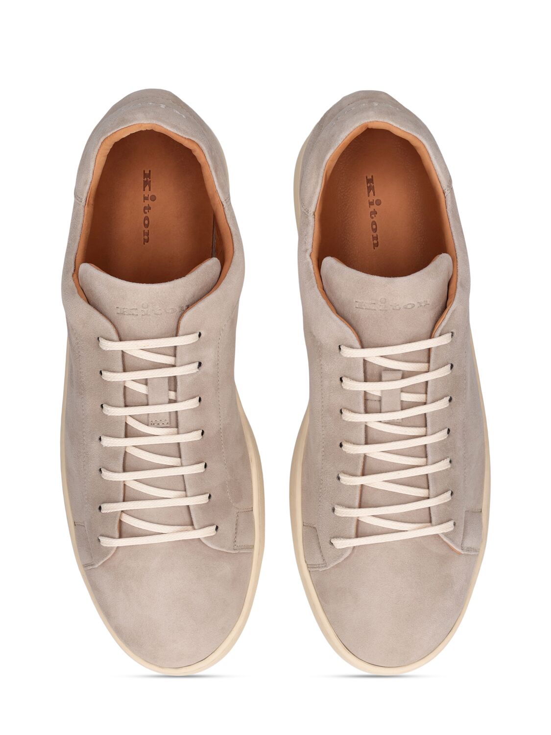 Shop Kiton Suede Low Top Sneakers In Sand