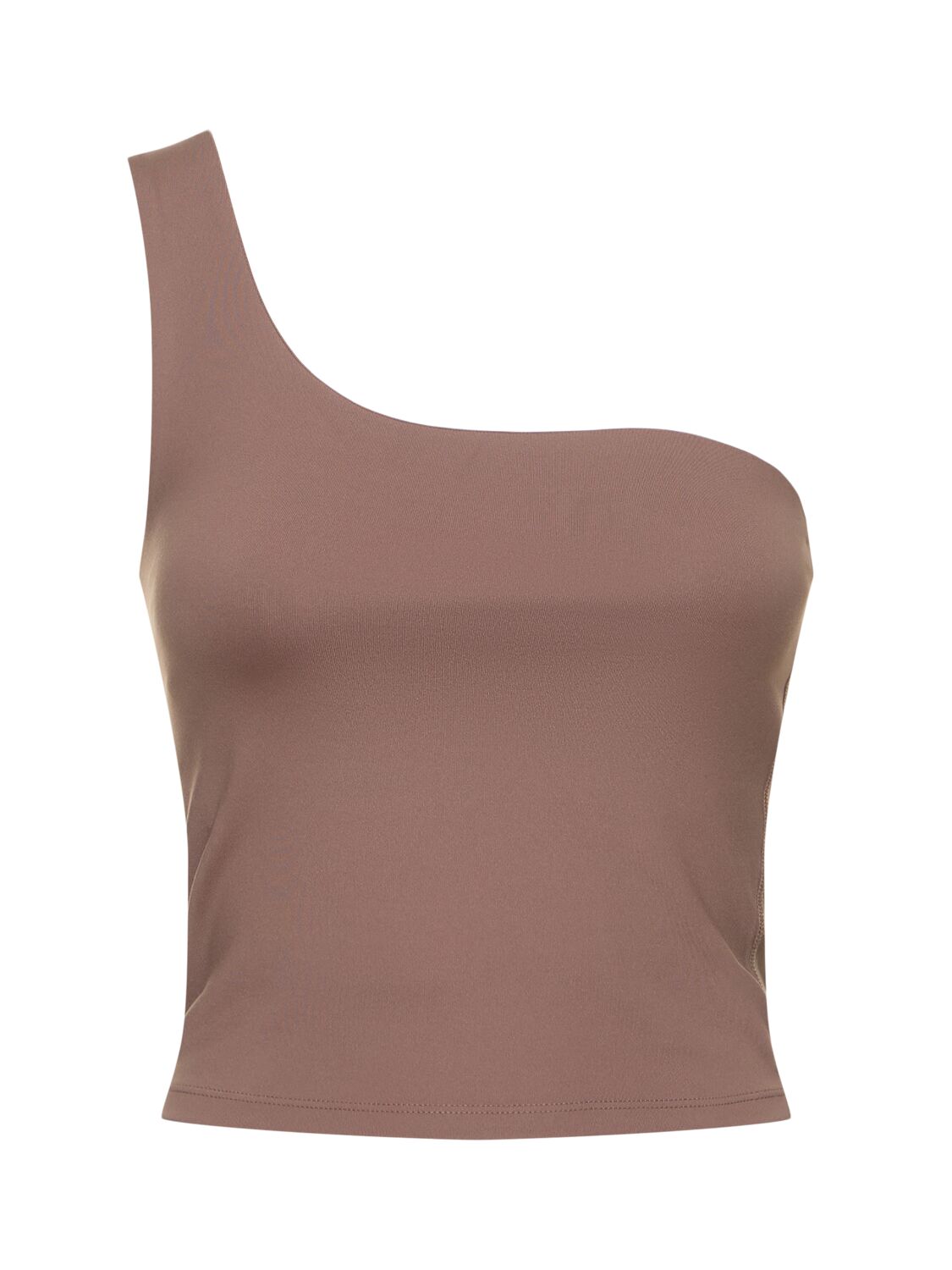 Girlfriend Collective Bianca Stretch One Shoulder Tank Top In Brown