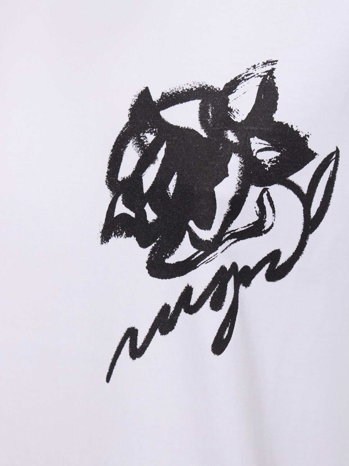 LOGO&玫瑰棉质平纹针织T恤