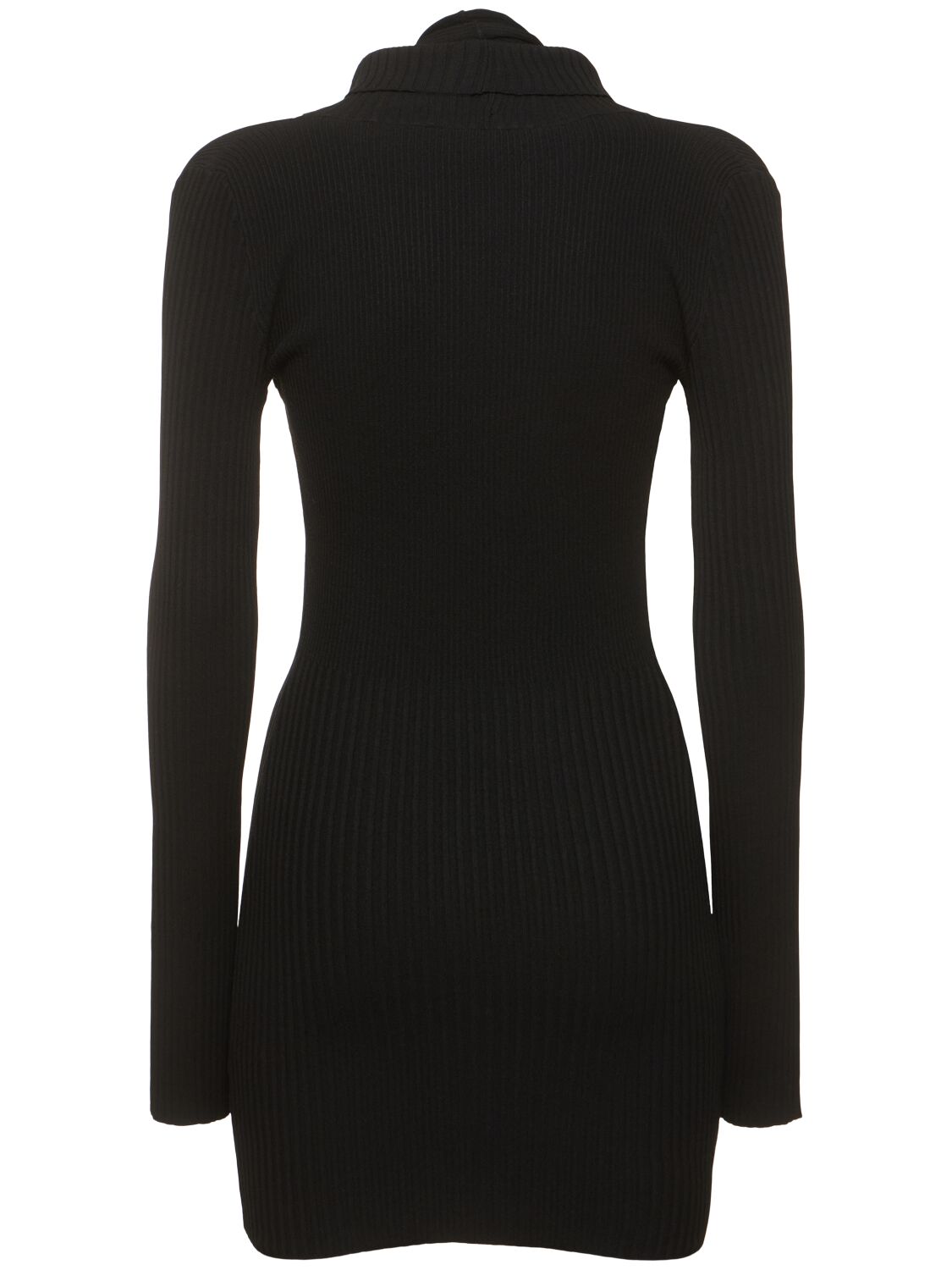 Shop Andreädamo Rib Knit Viscose Blend Mini Dress In Black