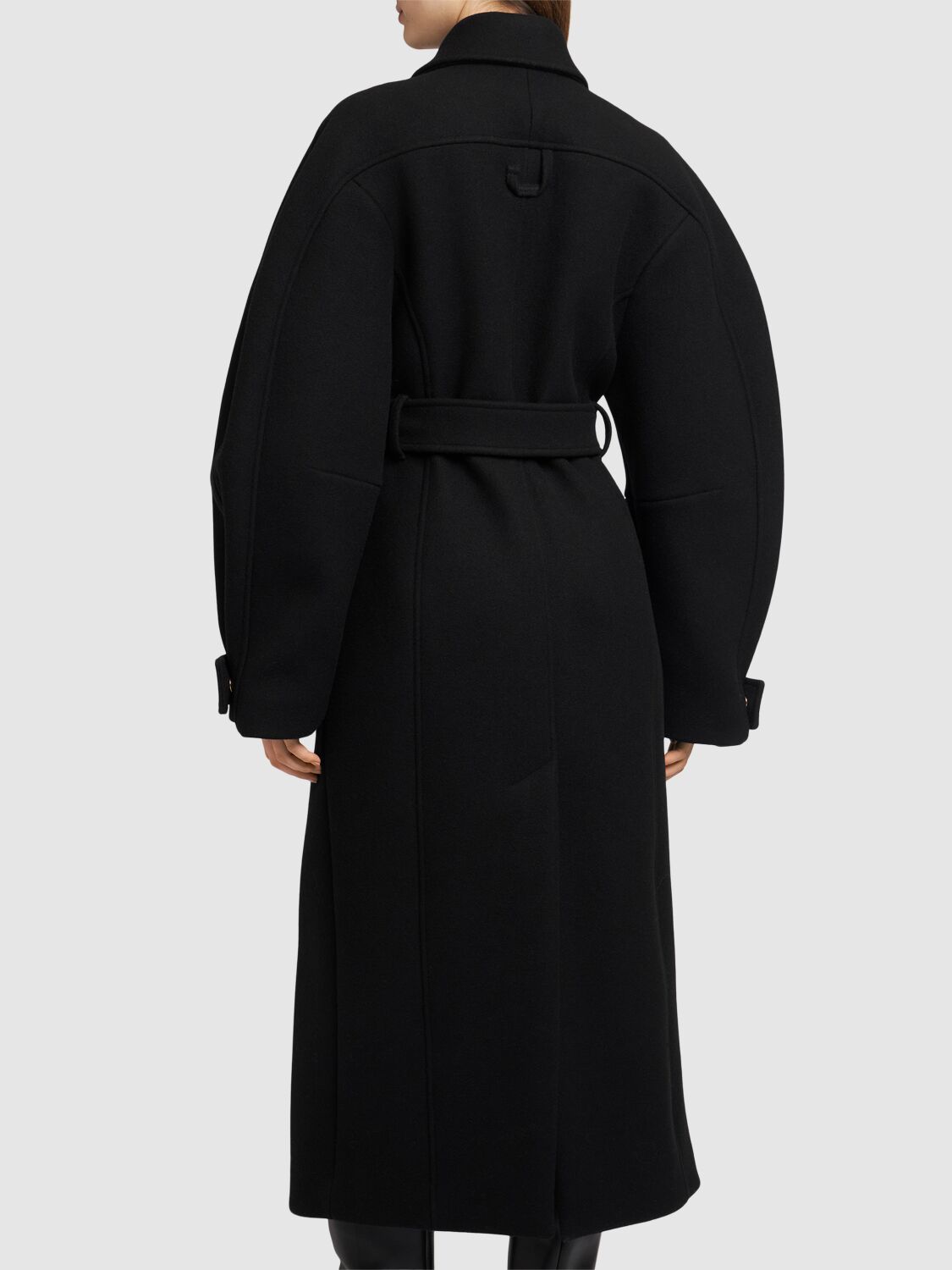 Shop Jacquemus Le Manteau Bari Wool Belt Coat In Black