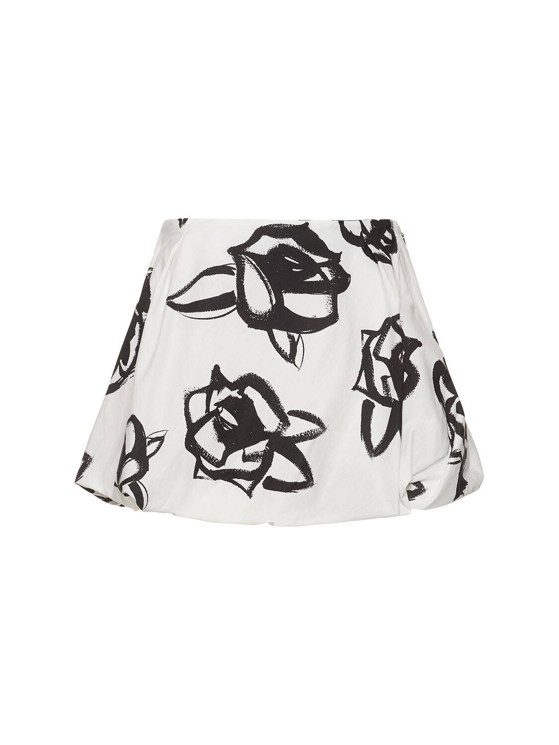 Shop Msgm Printed Poplin Cotton Mini Skirt In Black,white