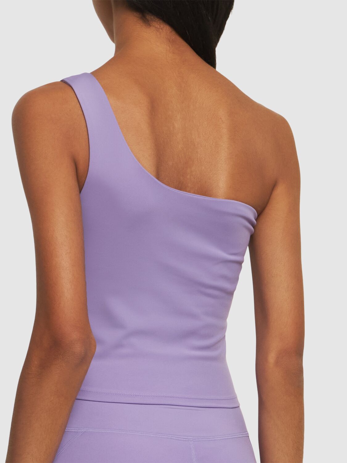 Shop Girlfriend Collective Bianca Stretch One Shoulder Tank Top In Violet