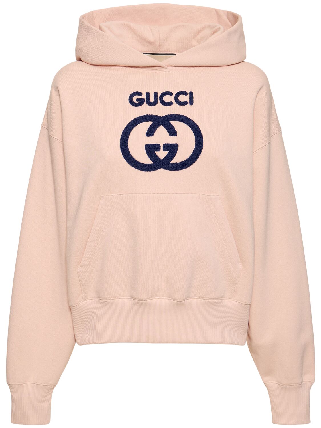 Shop Gucci Cotton Jersey Sweatshirt With Embroidery In Soft Pink