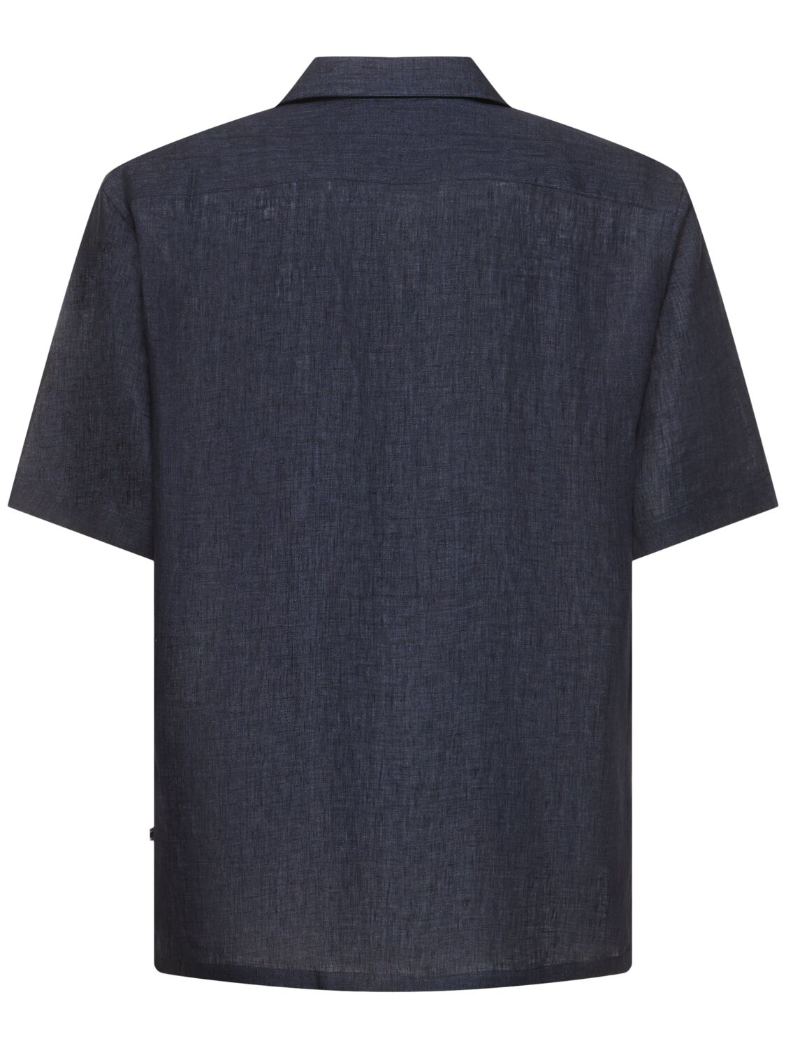 Shop Brioni Short Sleeve Linen Shirt In Navy