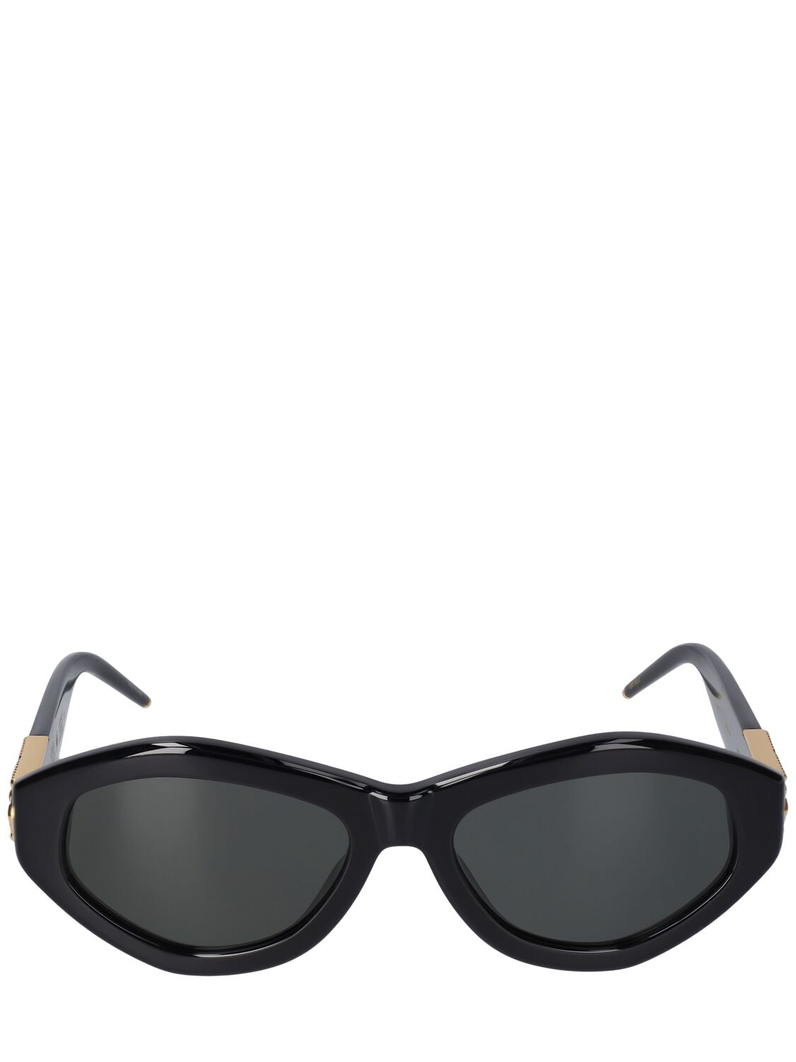 Casablanca Monogram Plaque Oval Sunglasses In Black,grey
