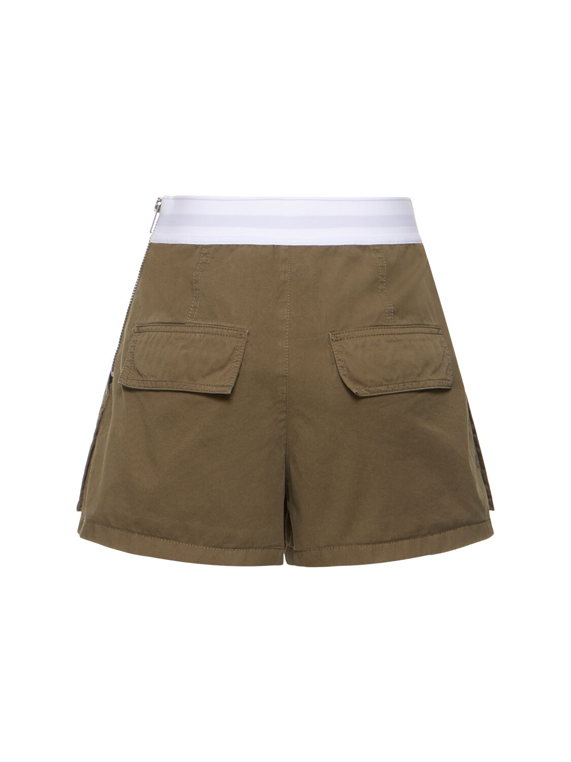 Shop Alexander Wang High Waist Cotton Cargo Shorts In Army Green