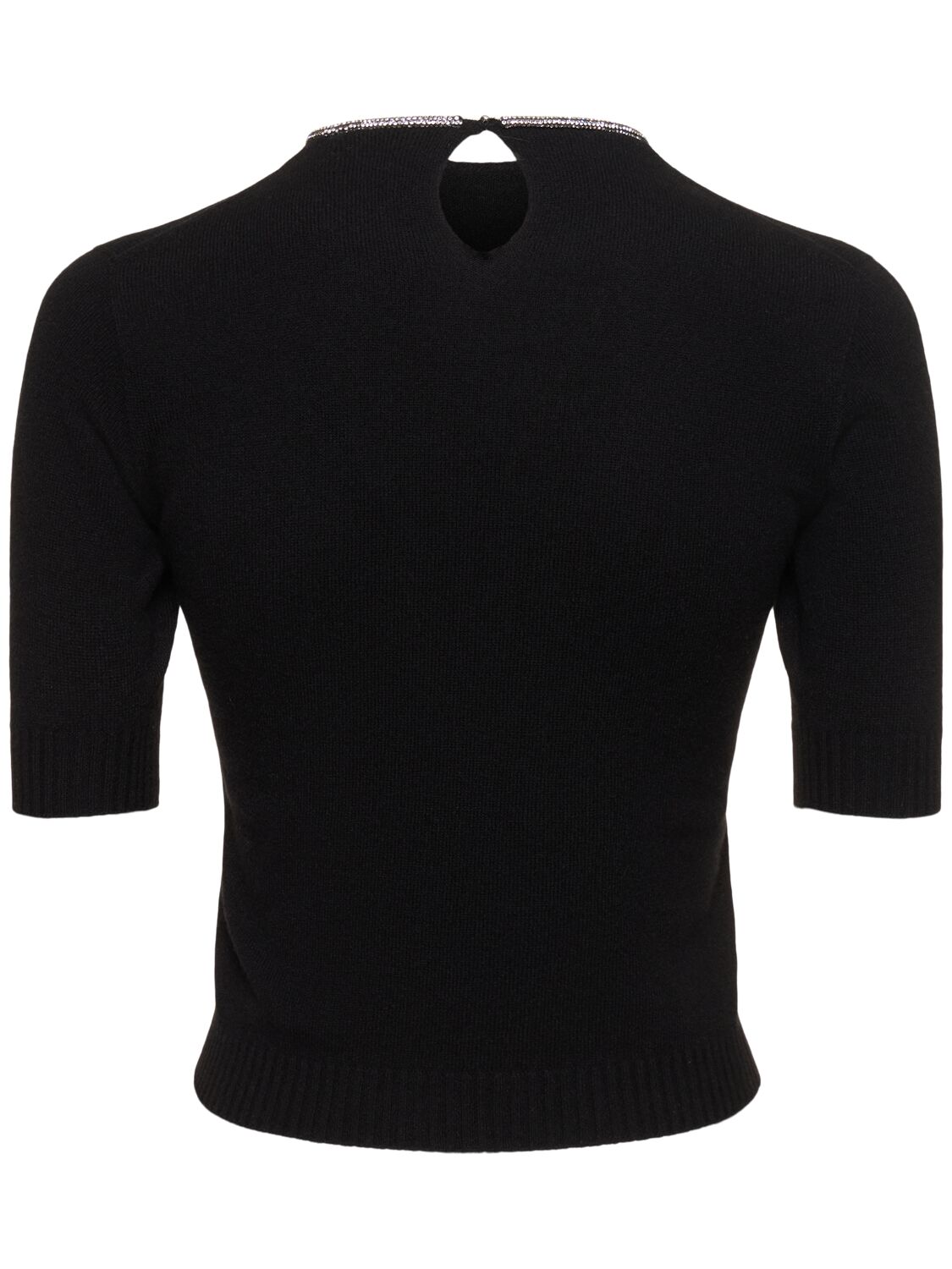 Shop Giorgio Armani Single Jersey Embellished Top In Black
