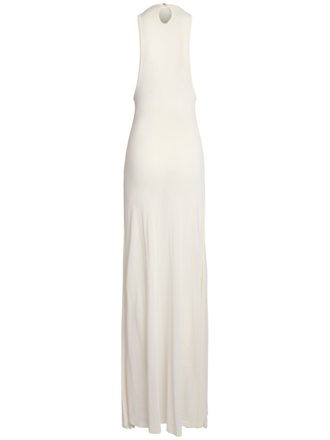 Shop Jacquemus La Robe Maille Sculta Long Dress In White