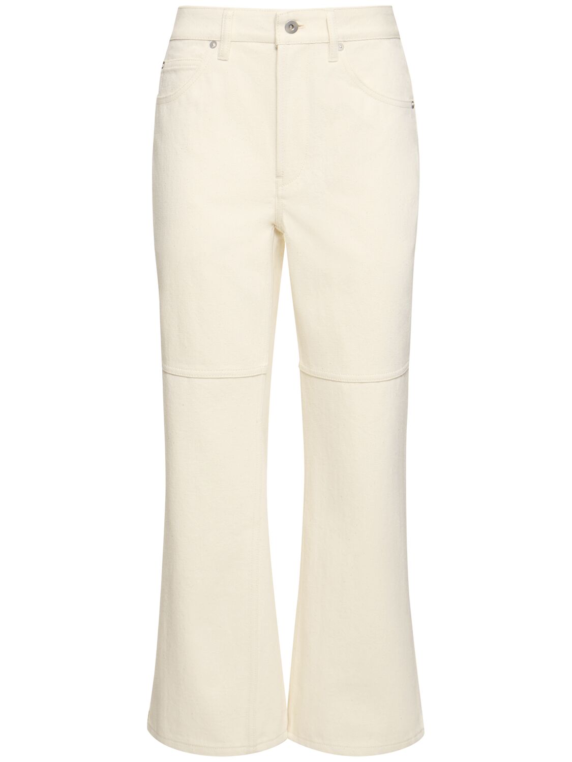 Cotton Denim Mid Rise Knee Line Jeans