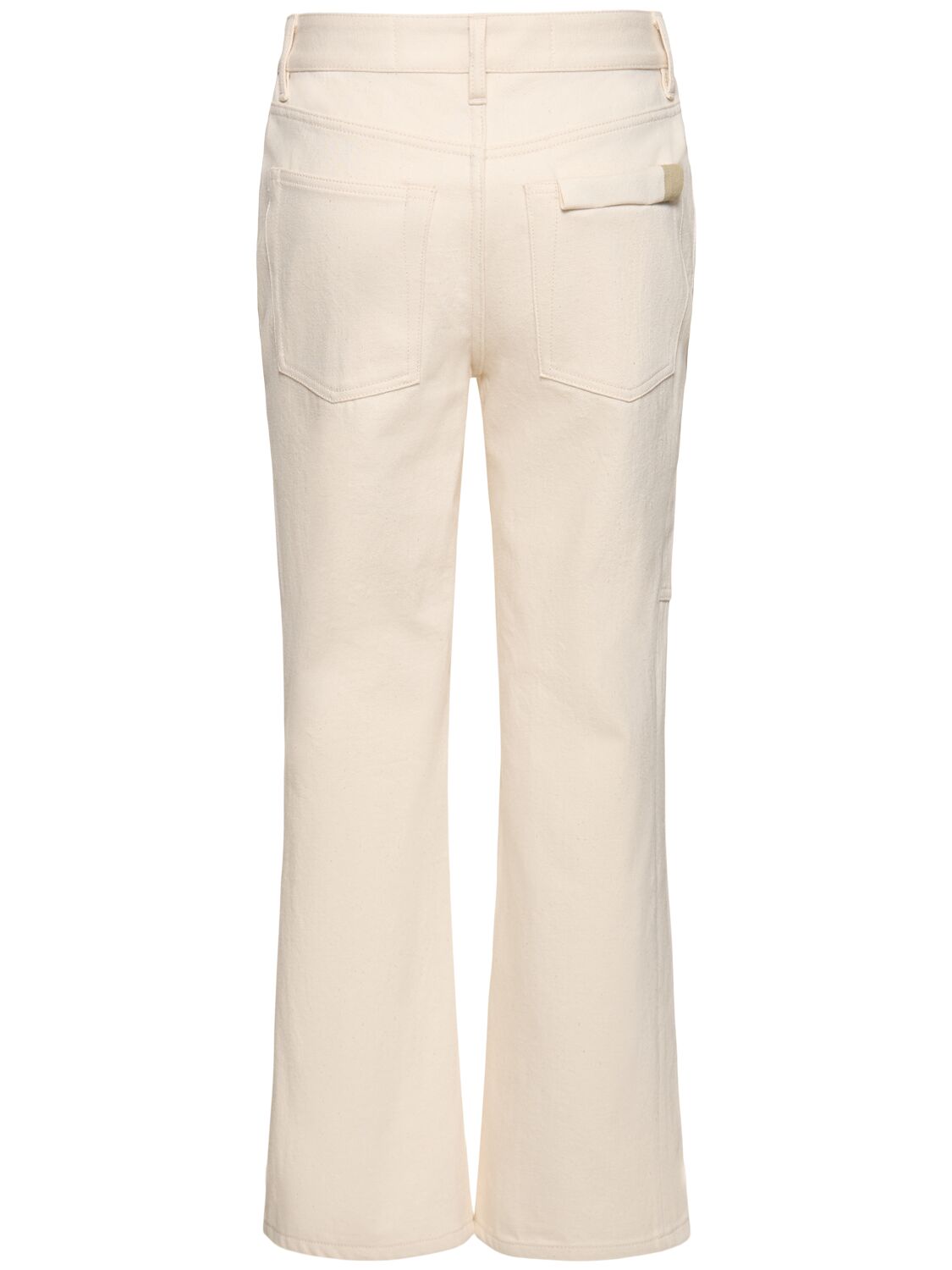 Shop Jil Sander Cotton Denim Mid Rise Knee Line Jeans In Beige