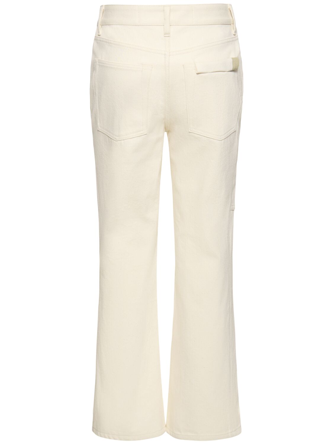 Shop Jil Sander Cotton Denim Mid Rise Knee Line Jeans In Beige