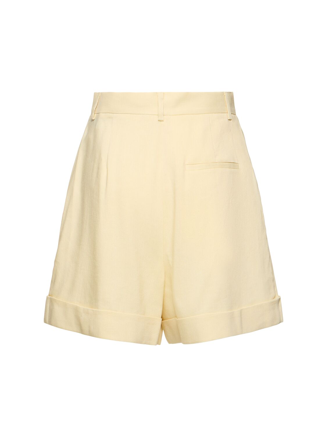 Shop The Andamane Rina High Waist Linen Blend Shorts In Yellow