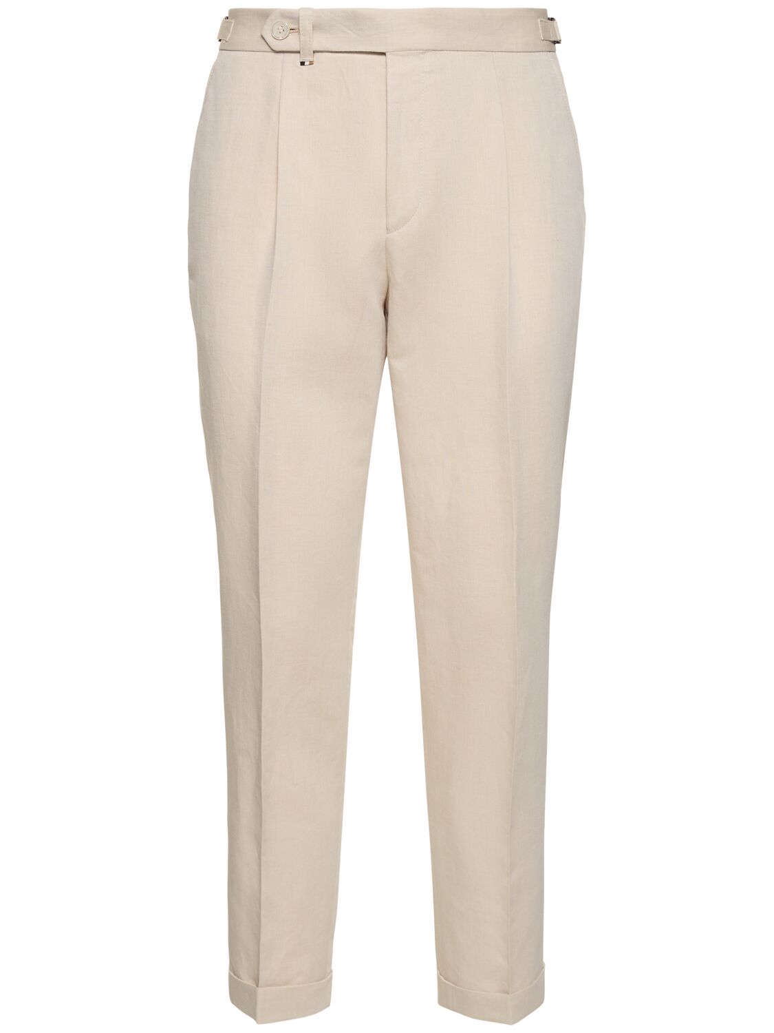 Hugo Boss Perin Linen & Cotton Pants In Dark Beige