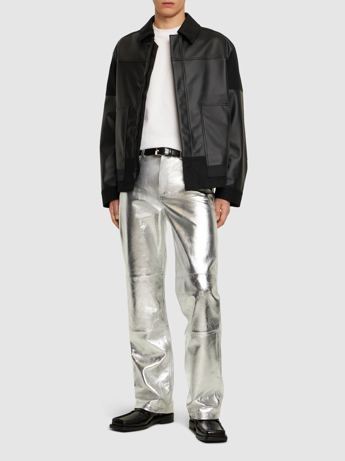 MARINE SERRE Embossed Leather Wide Pants | Smart Closet