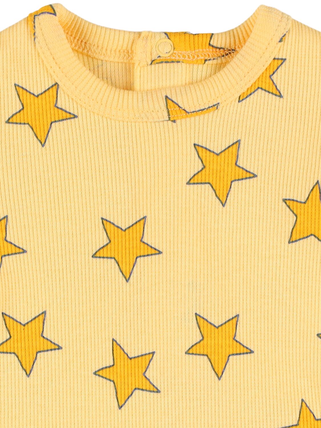 Shop Tiny Cottons Star Print Pima Cotton Bodysuit In Yellow