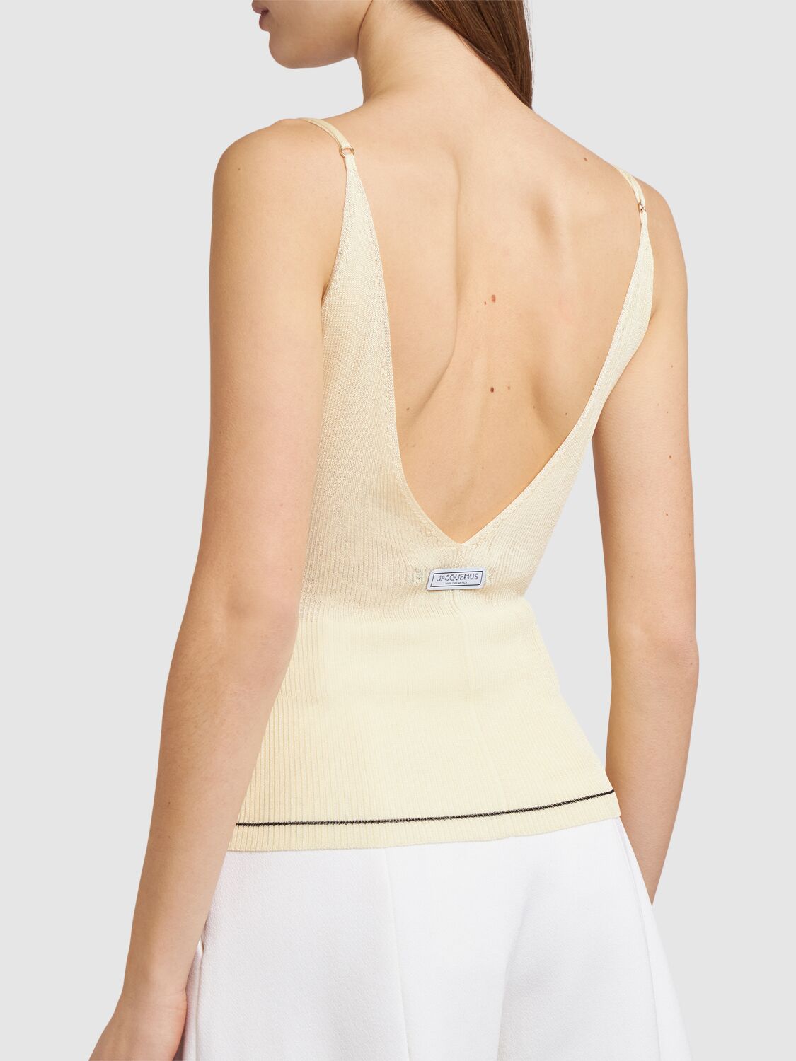 Shop Jacquemus La Maille Spallina Viscose Camisole In Light Yellow