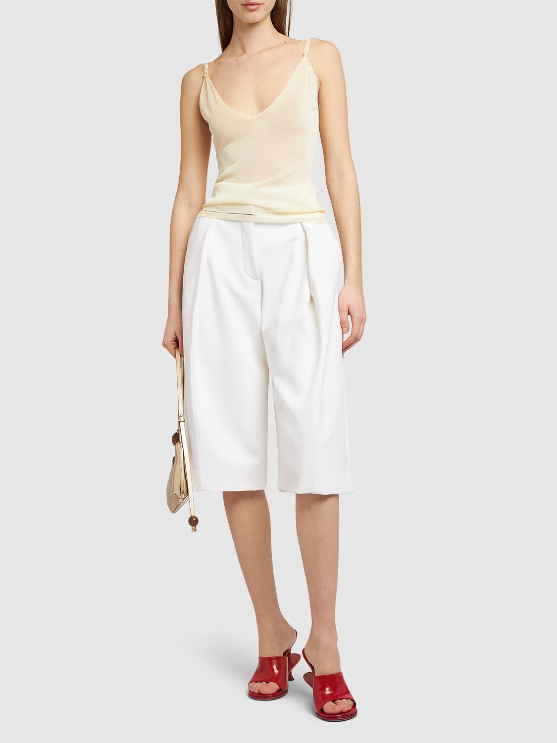 Shop Jacquemus La Maille Spallina Viscose Camisole In Light Yellow