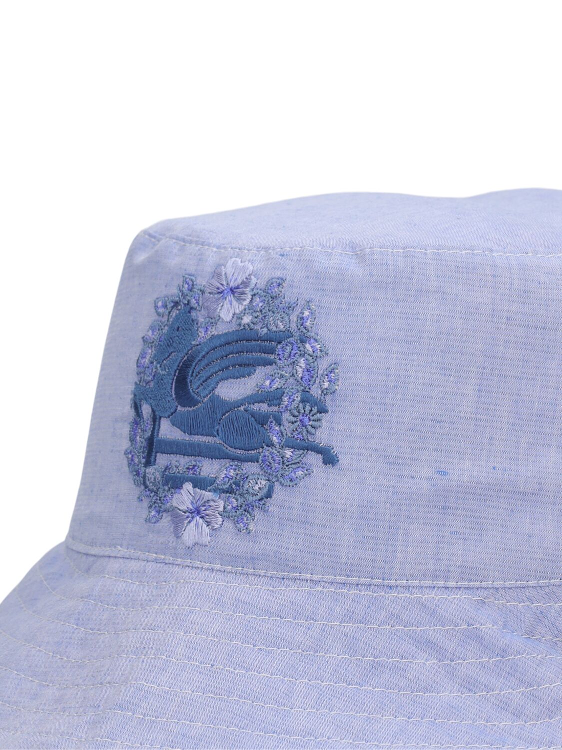 Shop Etro Printed Cotton & Linen Bucket Hat In Blue,multi