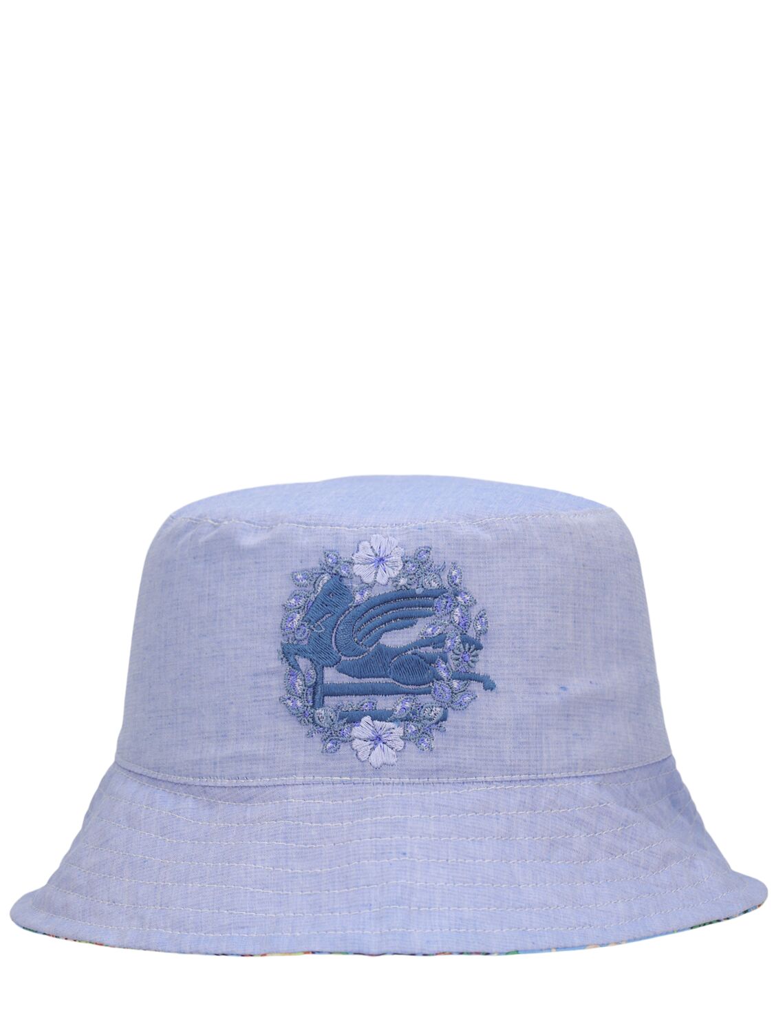 Etro Kids' Printed Cotton & Linen Bucket Hat In Blue,multi