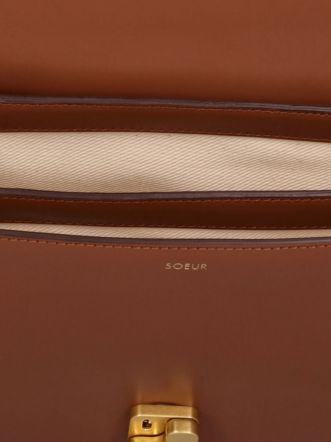 Shop Soeur Maxi Bellissima Leather Shoulder Bag In Noisette