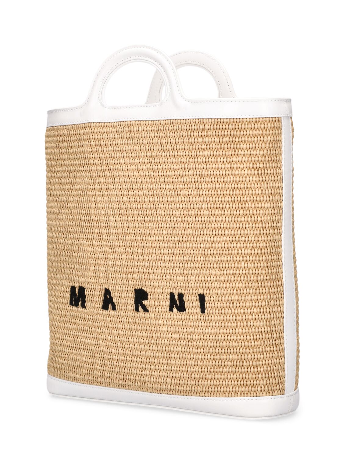 Shop Marni Tropicalia Raffia Effect Crossbody Bag In Sand Storm,whit