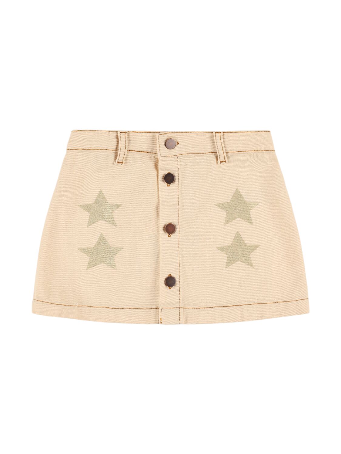 Tiny Cottons Kids' Star Print Cotton Denim Skirt In 米黄色