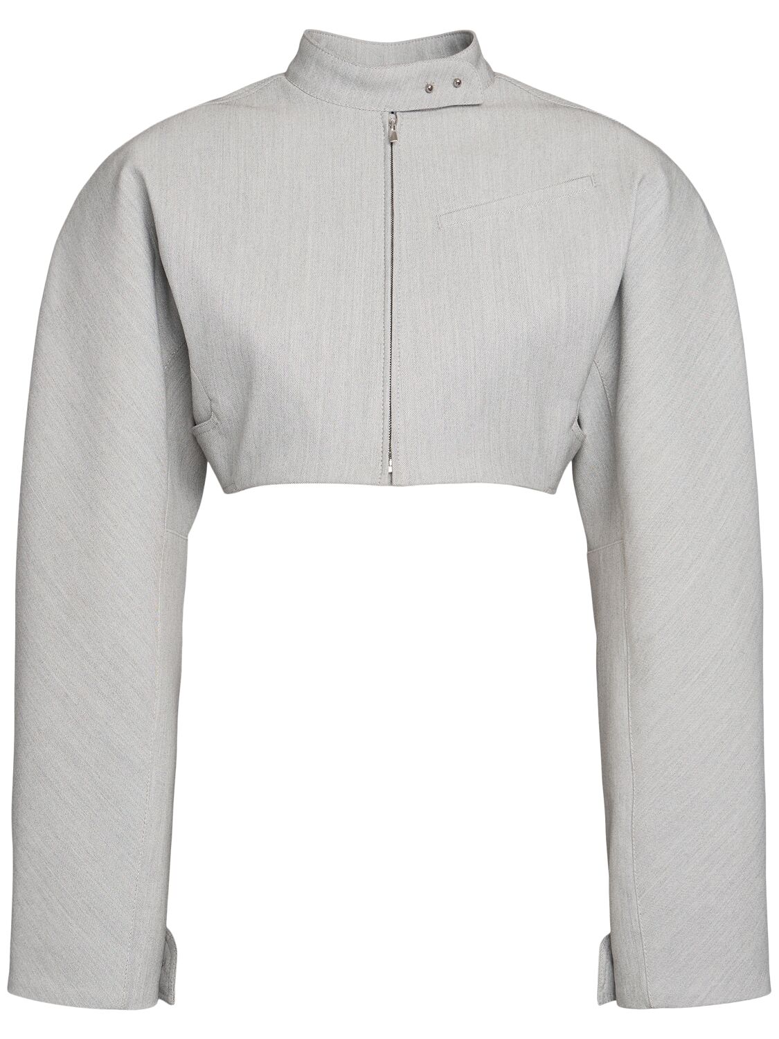 Jacquemus La Veste Cabrio Cotton Blend Crop Jacket In Light Grey