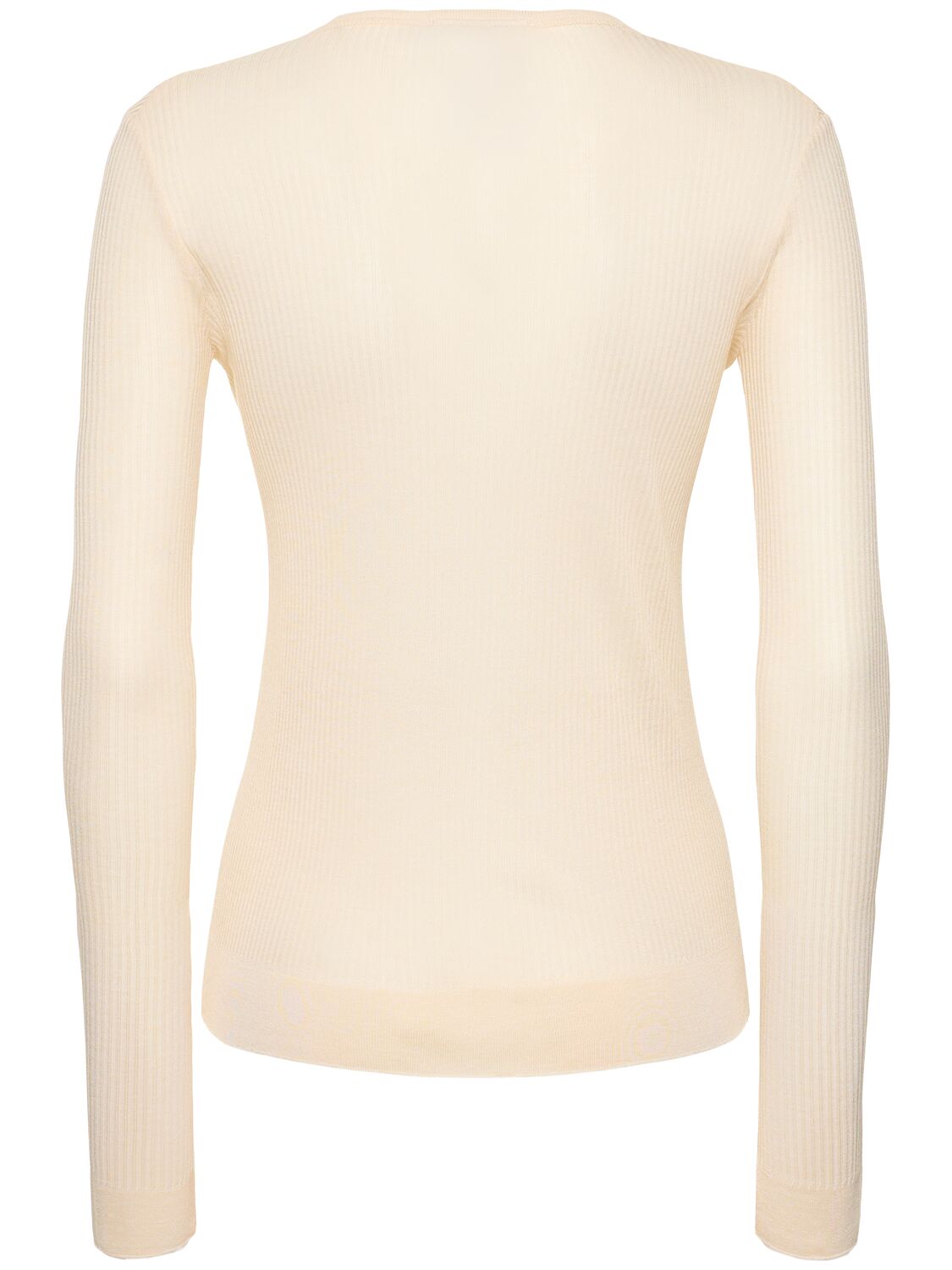 Shop Lemaire Seamless Viscose Blend Ribbed Top In Beige