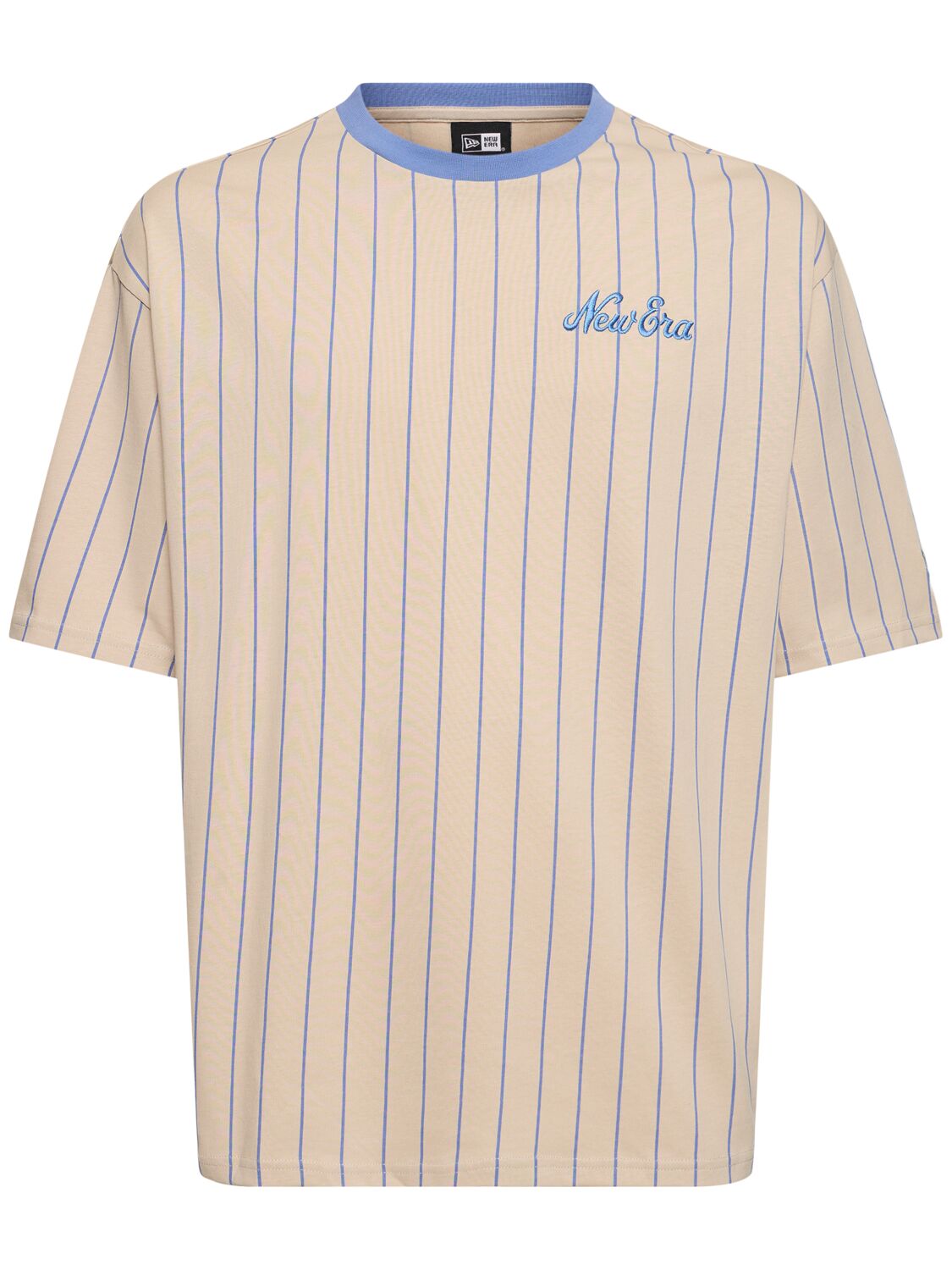 New Era Pinstripe Oversize T-shirt In Blue,beige