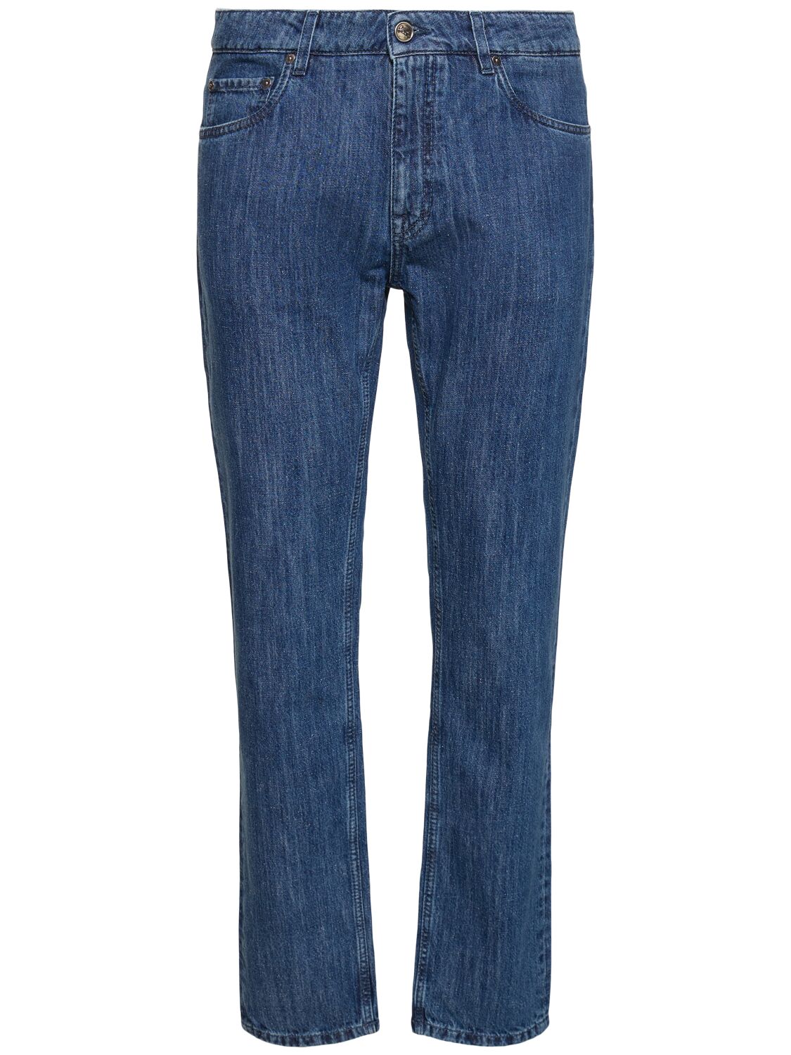 Etro Cotton Denim Straight Jeans In Blue