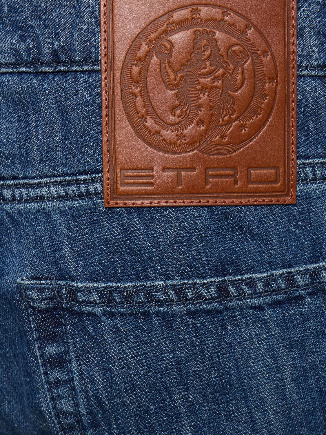 Shop Etro Cotton Denim Straight Jeans In Blue