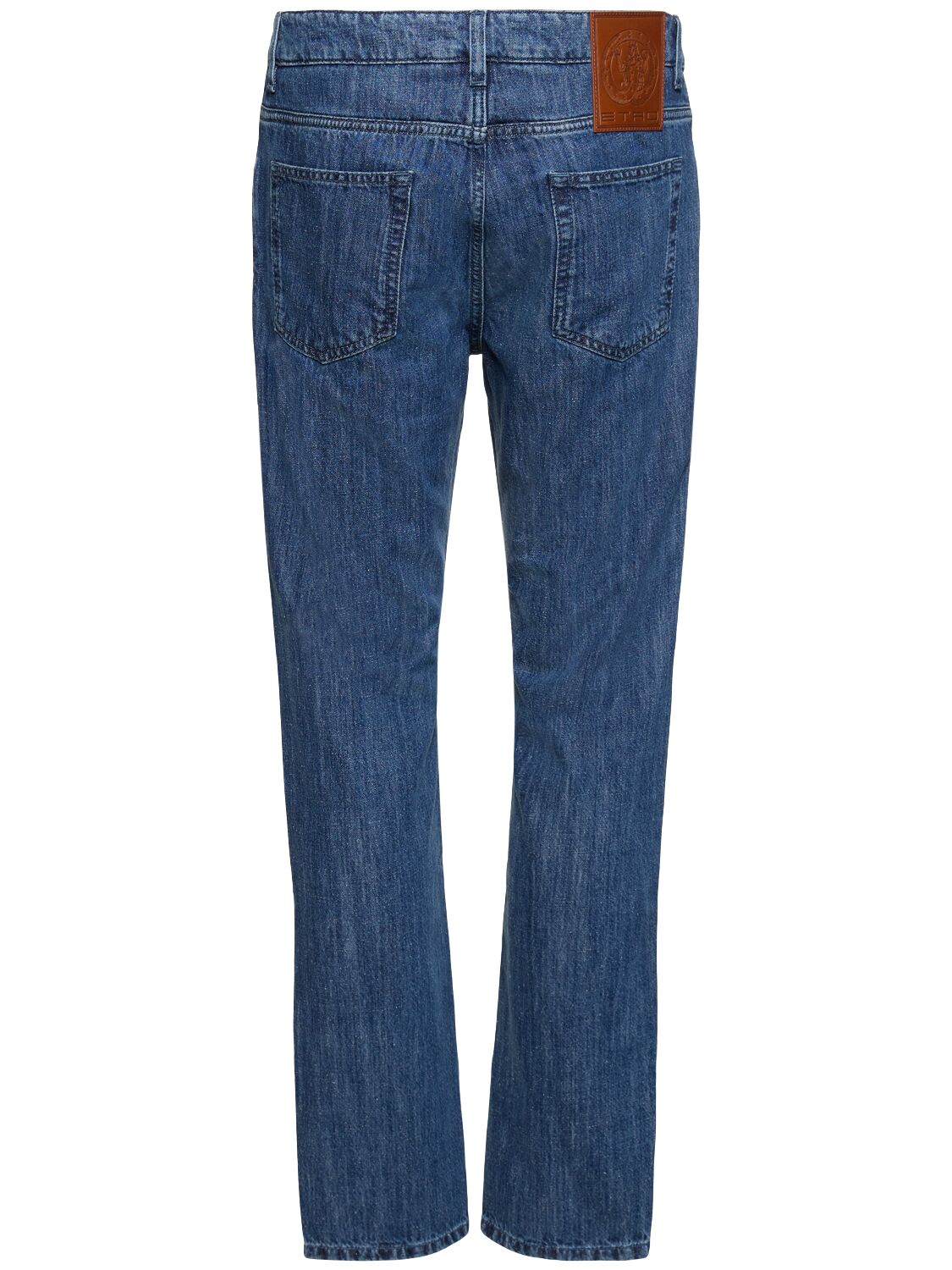 Shop Etro Cotton Denim Straight Jeans In Blue