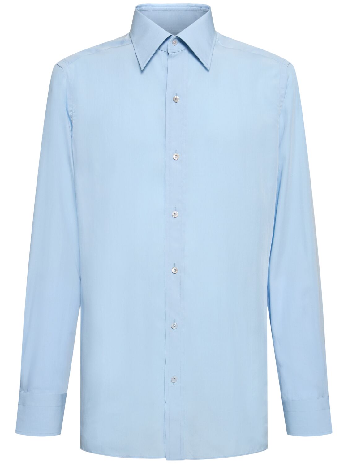 Tom Ford Slim Fluid Silk Blend Shirt In Sky Blue