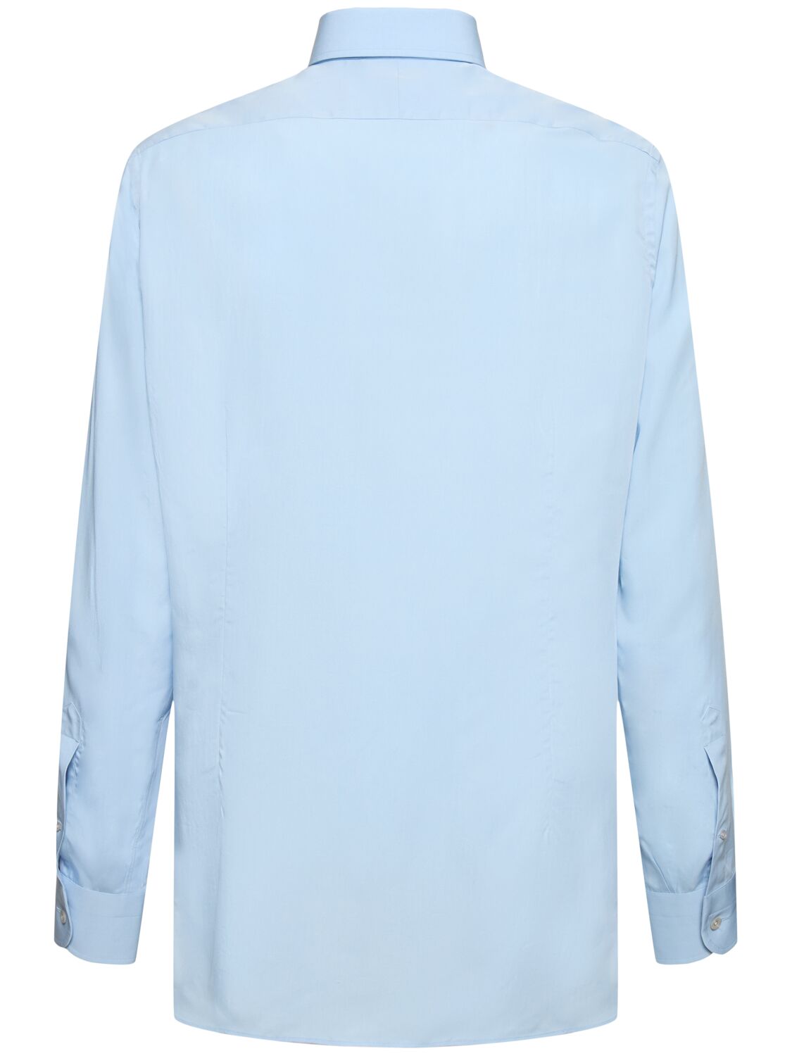 Shop Tom Ford Slim Fluid Silk Blend Shirt In Sky Blue