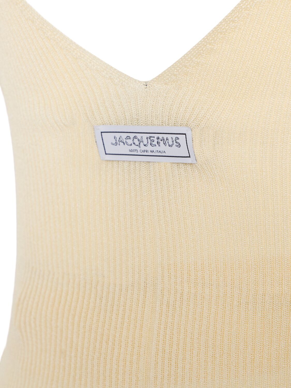 Shop Jacquemus La Maille Spallina Viscose Camisole In Light Yellow