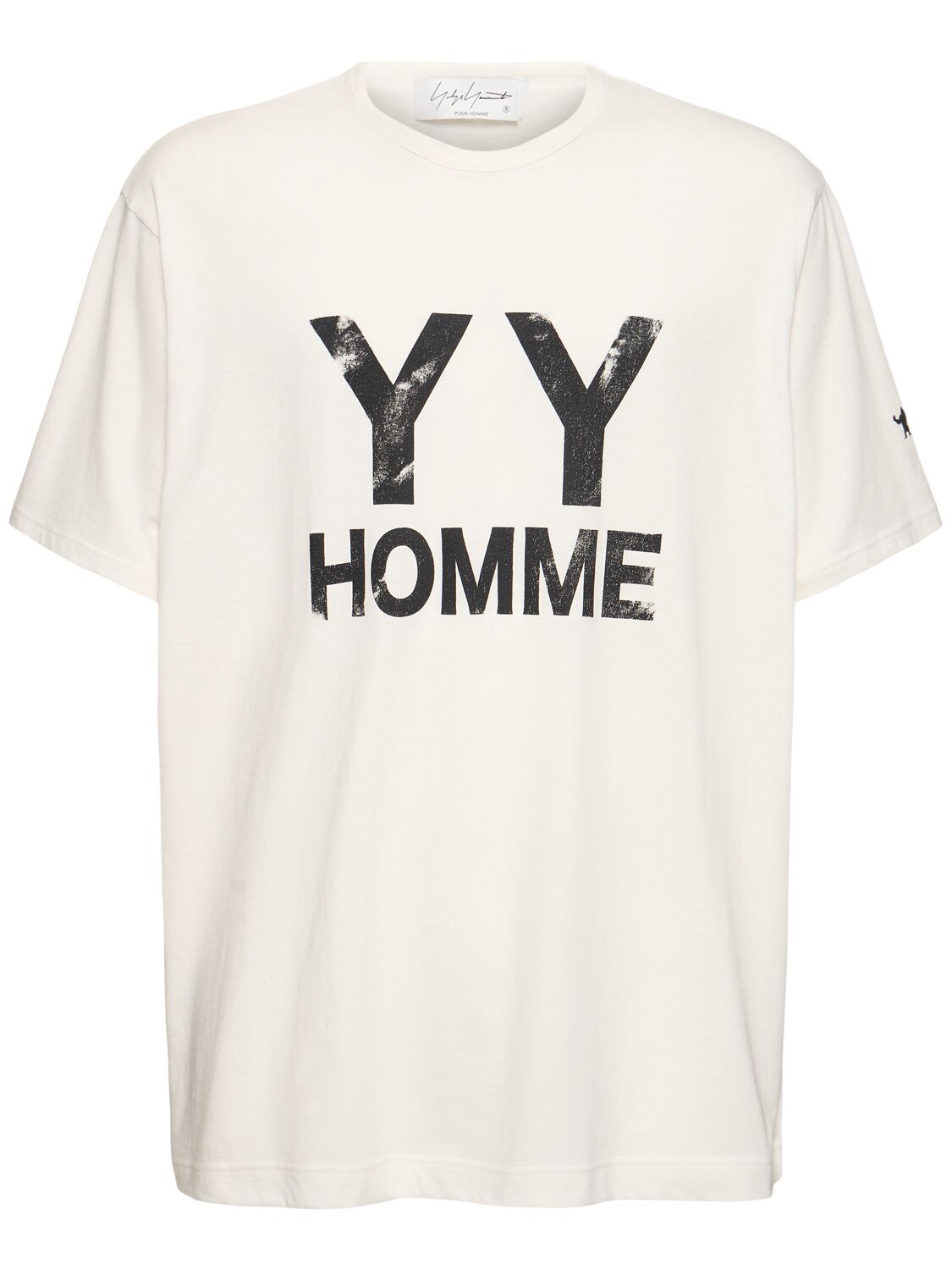 Shop Yohji Yamamoto Yyh Printed Cotton T-shirt In Off White