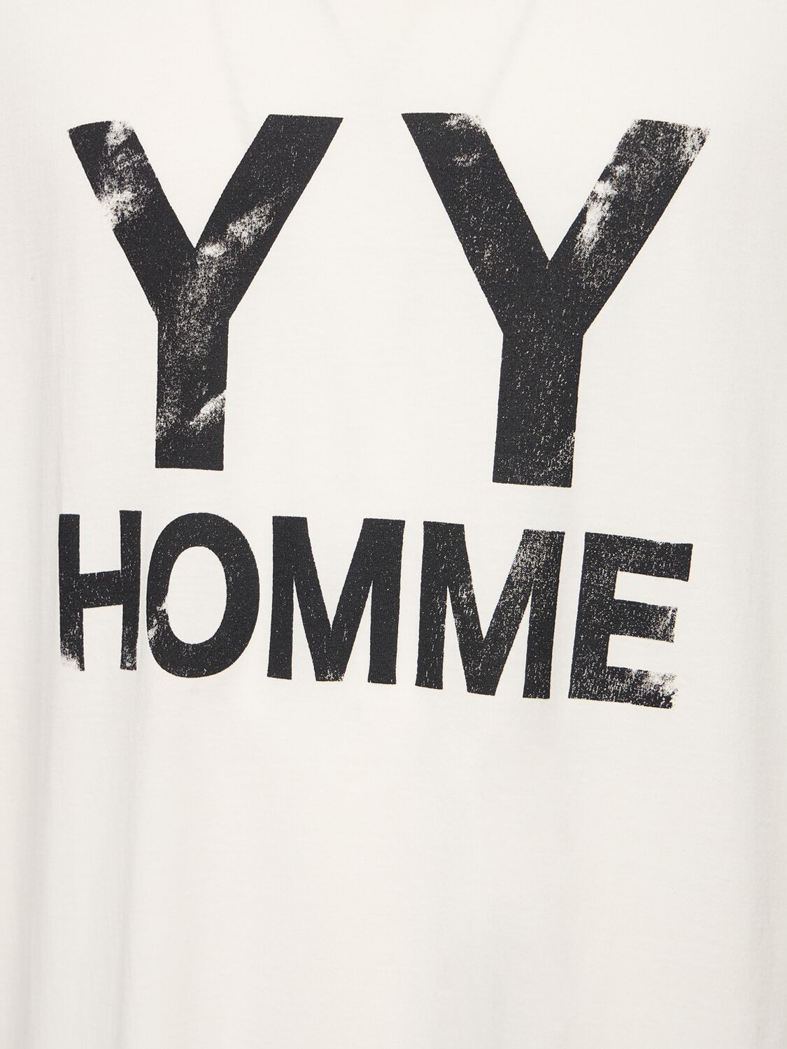 Shop Yohji Yamamoto Yyh Printed Cotton T-shirt In Off White