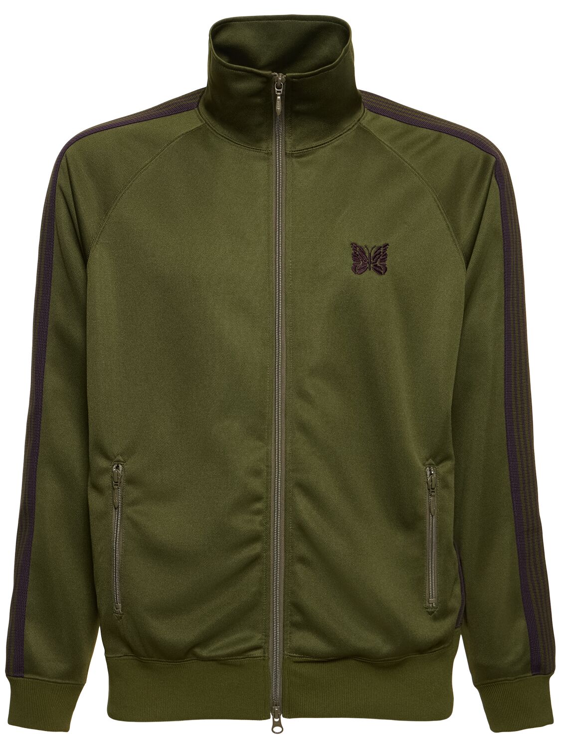 Shop Needles Logo Smooth Poly Track Jacket In B-olive